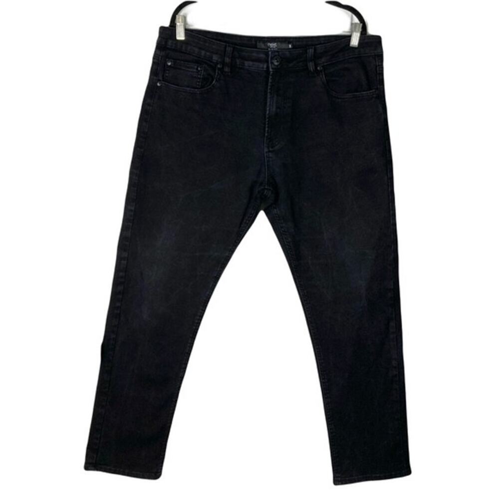 nwot NEXT Jeans 38R Black Slim-Fit Stretchy Cotton Zip Pocket
